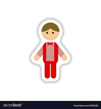 In paper sticker style little vector image
