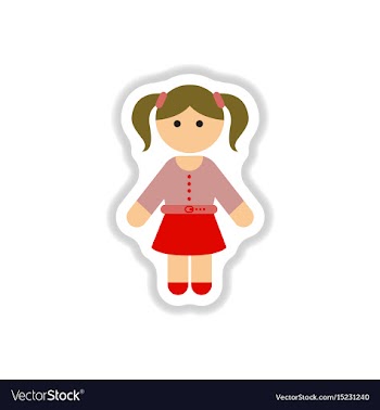 In paper sticker style little vector image