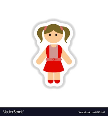 In paper sticker style little vector image