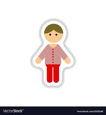 In paper sticker style little vector image
