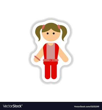 In paper sticker style little vector image
