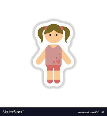 In paper sticker style little vector image