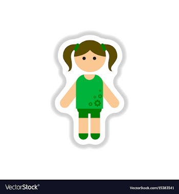 In paper sticker style little vector image
