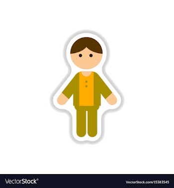 In paper sticker style little vector image