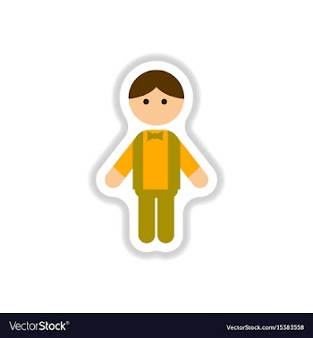 In paper sticker style little vector image
