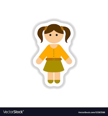In paper sticker style little vector image