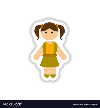 In paper sticker style little vector image