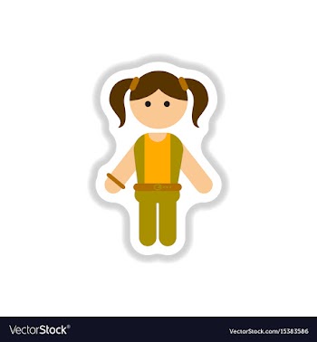 In paper sticker style little vector image