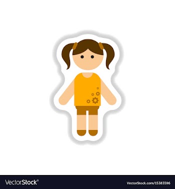 In paper sticker style little vector image