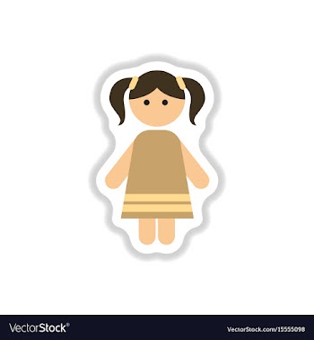 In paper sticker style little vector image