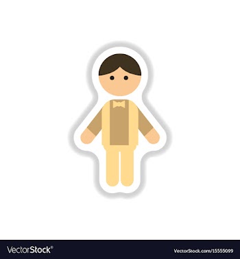 In paper sticker style little vector image