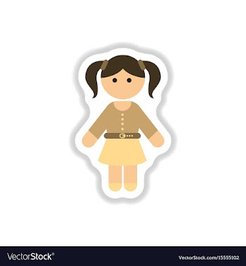 In paper sticker style little vector image