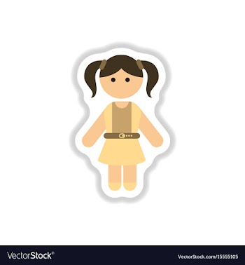 In paper sticker style little vector image