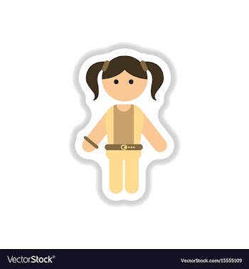 In paper sticker style little vector image