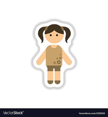 In paper sticker style little vector image