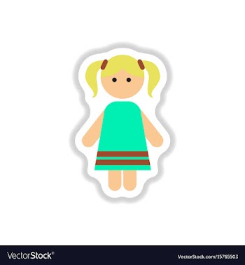 In paper sticker style little vector image