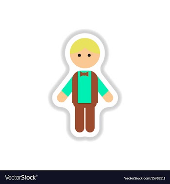 In paper sticker style little vector image