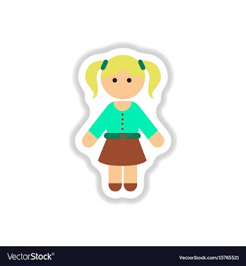 In paper sticker style little vector image