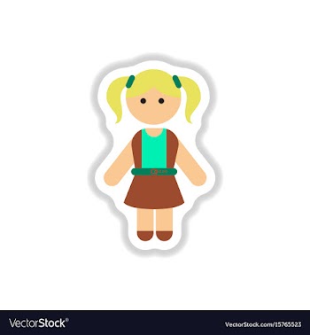 In paper sticker style little vector image