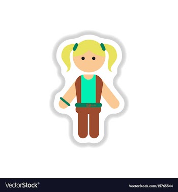 In paper sticker style little vector image