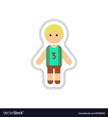 In paper sticker style little vector image