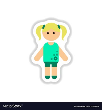 In paper sticker style little vector image
