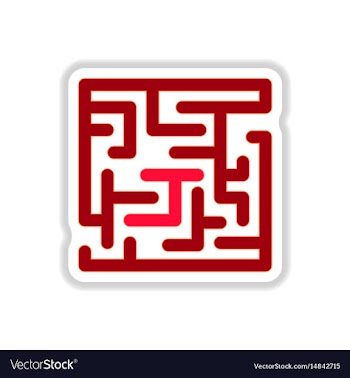 In paper sticker style maze vector image