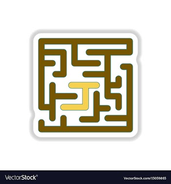 In paper sticker style maze vector image
