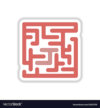 In paper sticker style maze vector image