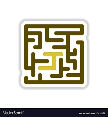 In paper sticker style maze vector image
