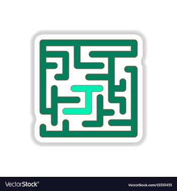 In paper sticker style maze vector image