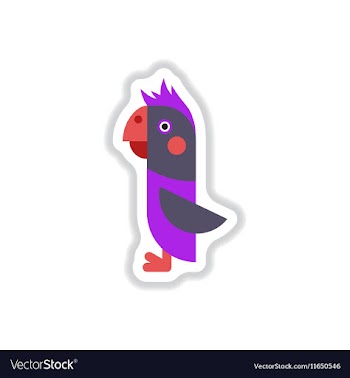 In paper sticker style parrot vector image