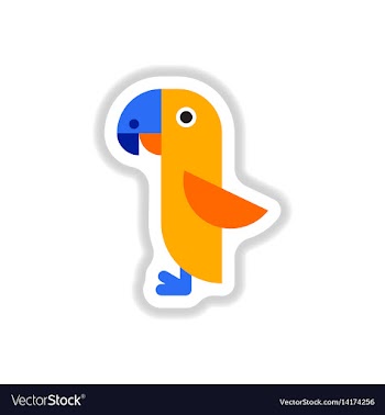 In paper sticker style parrot vector image