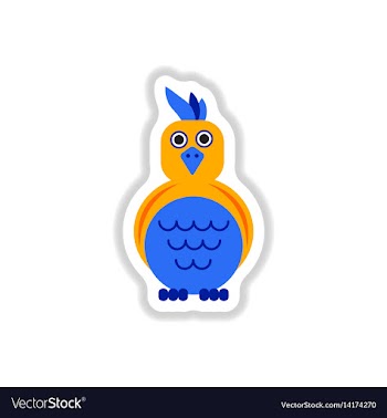 In paper sticker style parrot vector image