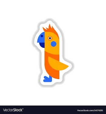 In paper sticker style parrot vector image