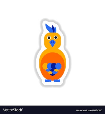In paper sticker style parrot vector image