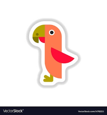 In paper sticker style parrot vector image