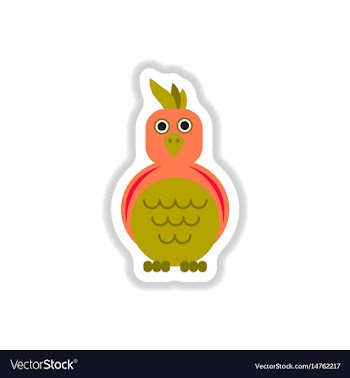 In paper sticker style parrot vector image