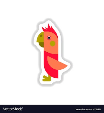 In paper sticker style parrot vector image