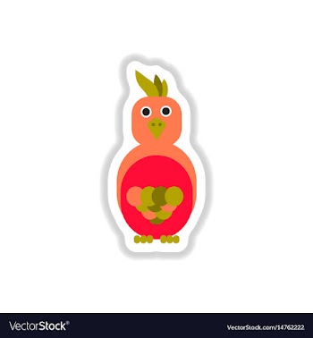 In paper sticker style parrot vector image