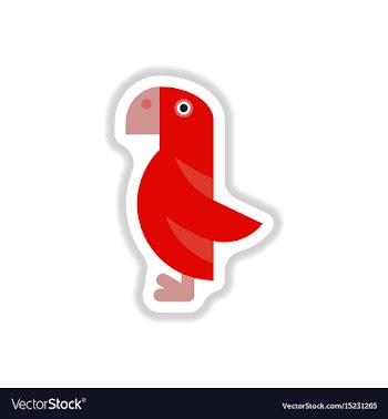 In paper sticker style parrot vector image