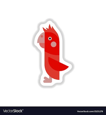 In paper sticker style parrot vector image