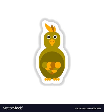 In paper sticker style parrot vector image
