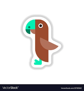 In paper sticker style parrot vector image