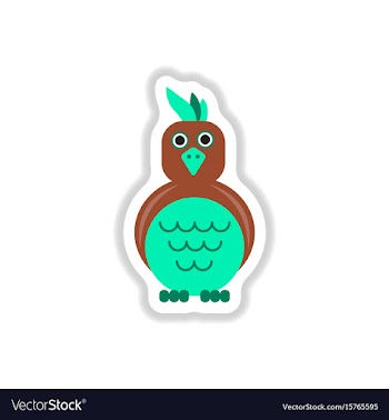 In paper sticker style parrot vector image