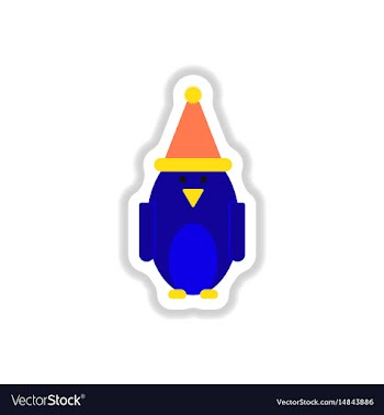 In paper sticker style penguin vector image