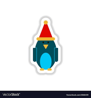 In paper sticker style penguin vector image