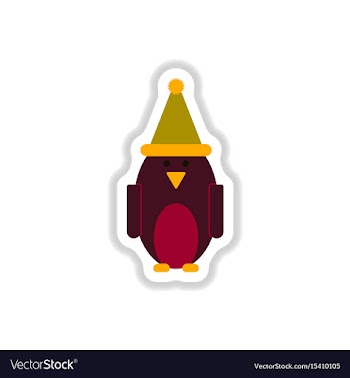 In paper sticker style penguin vector image