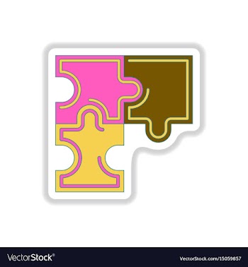 In paper sticker style puzzles vector image