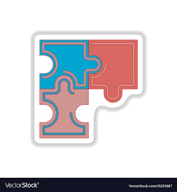 In paper sticker style puzzles vector image